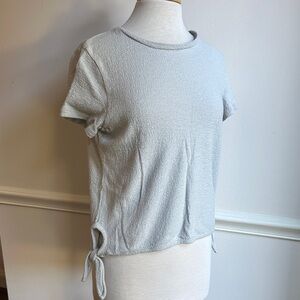 MADEWELL GRAY SHORT SLEEVE TEXTURED & THREAD MODERN SIDE-TIE TOP small EUC